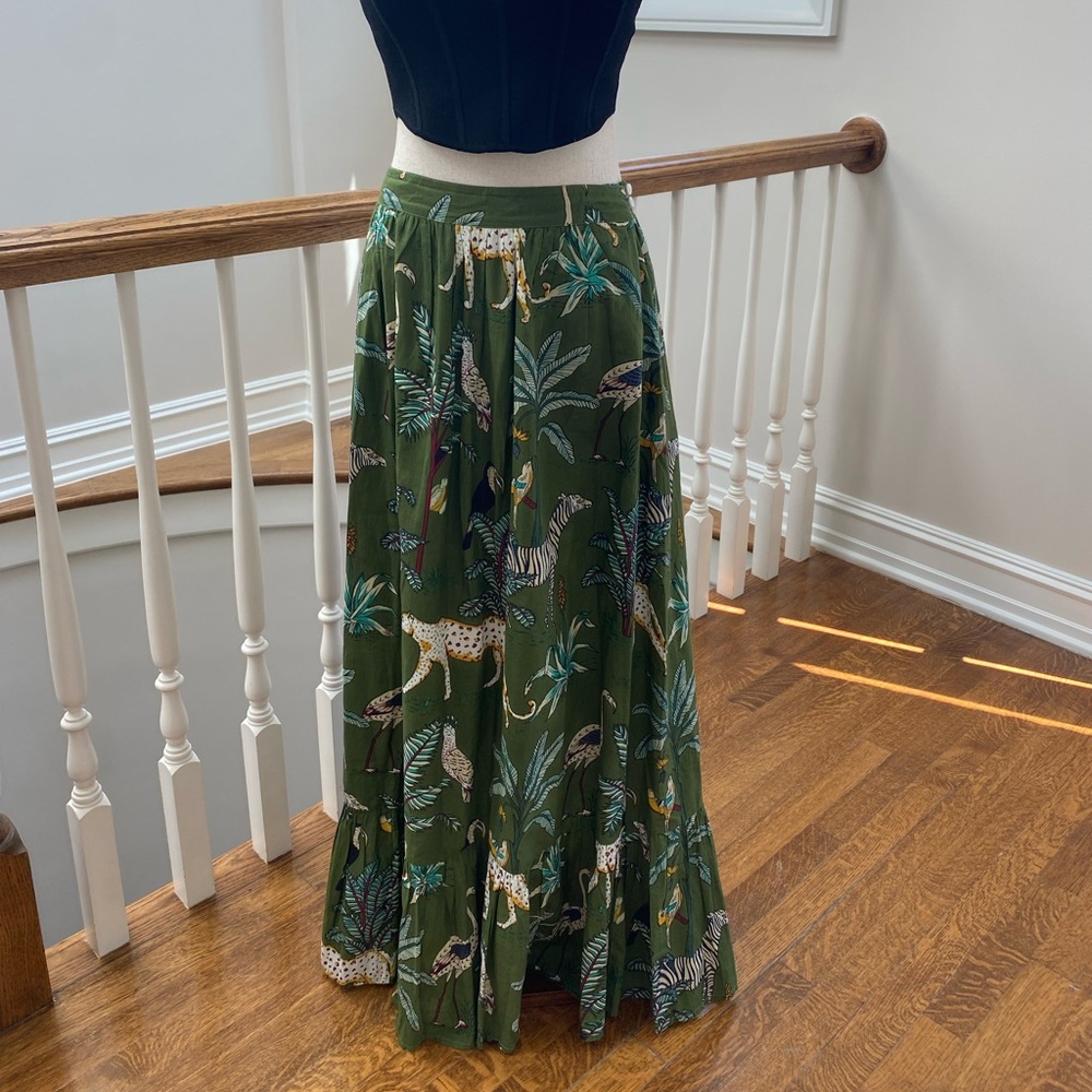 Beau & Co Printed Maxi Skirt - Tropical Animal Print